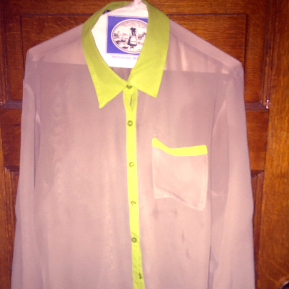 Green & Tan Sheer Ali & Kris Blouse